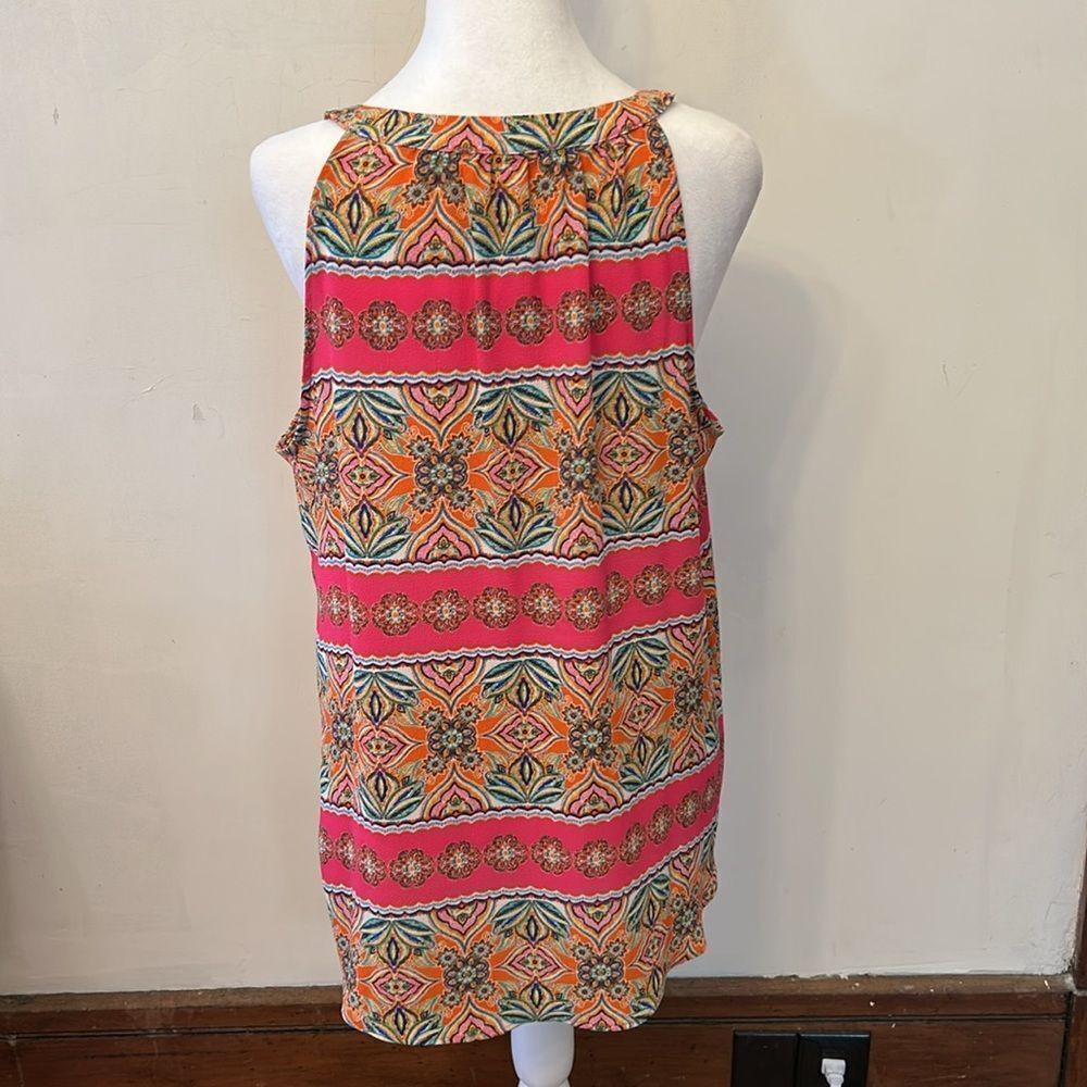 Rose & Olive Vibrant Pink and Orange Sleeveless Blouse Size L EUC - Picture 10 of 10